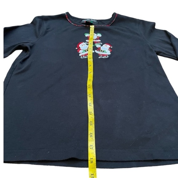 Hampshire Studios Snow women’s long sleeve black Santa Holiday Shirt size PS - Picture 4 of 6